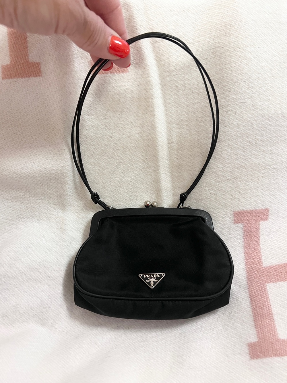 PRADA⭐️Authentic! Black Nylon Mini Frame click-lock mini tote Prada Bag - Picture 3 of 12